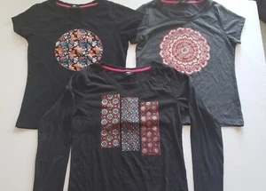 3 MAX Girls T Shirts Black Gray Short & Long Sleeve mandala Floral Design, L(14) - Picture 1 of 9