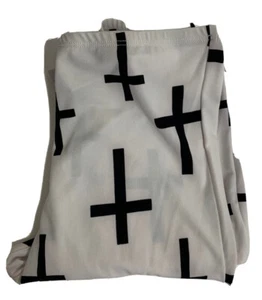 JANICE White Black Cross Leggings Gothic Chic Side Cut Out WithHooks Women M - Picture 1 of 7