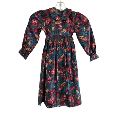 Vtg 90s Laura Ashley Girls Dark Floral Dress Garden Party Size 5-6 Years Cotton - Image 1 of 4