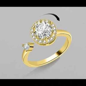BNIB adjustable gold cubic zirconia anxiety spinning ring - Picture 1 of 1