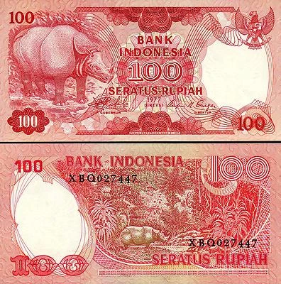 Indonesia 100 Rupiah 1977, Replacement XBQ Serial, UNC-, P-116 - Image 1 of 3