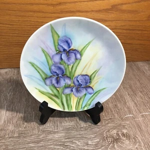 Signed Vintage Bearded Purple Iris Plate 6.25” Decorative - Picture 1 of 11