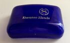 Plat de voyage vintage en plastique savon avec couvercle Sheraton hôtels bleu saphir avec savon