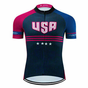 USA United Cycling Jersey Short Sleeve Bike Motocross Shirt Jacket Top Clothing