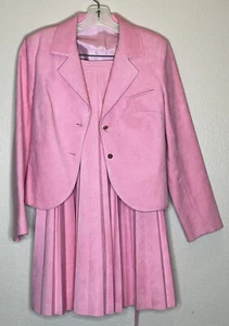 Inger Madsen Vintage Pink Polyester Suit Falda Y Chaqueta Tamaño 38/12 - Imagen 1 de 18