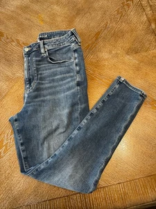 American Eagle Next Level Stretch Blue Jeans Sz14 Waist 34” Inseam 28” High Rise - Picture 1 of 7