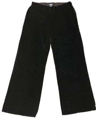Pantalón para mujer 12 chaps negro terciopelo cremallera lateral pierna ancha recta tiro medio Foto 1 de 4