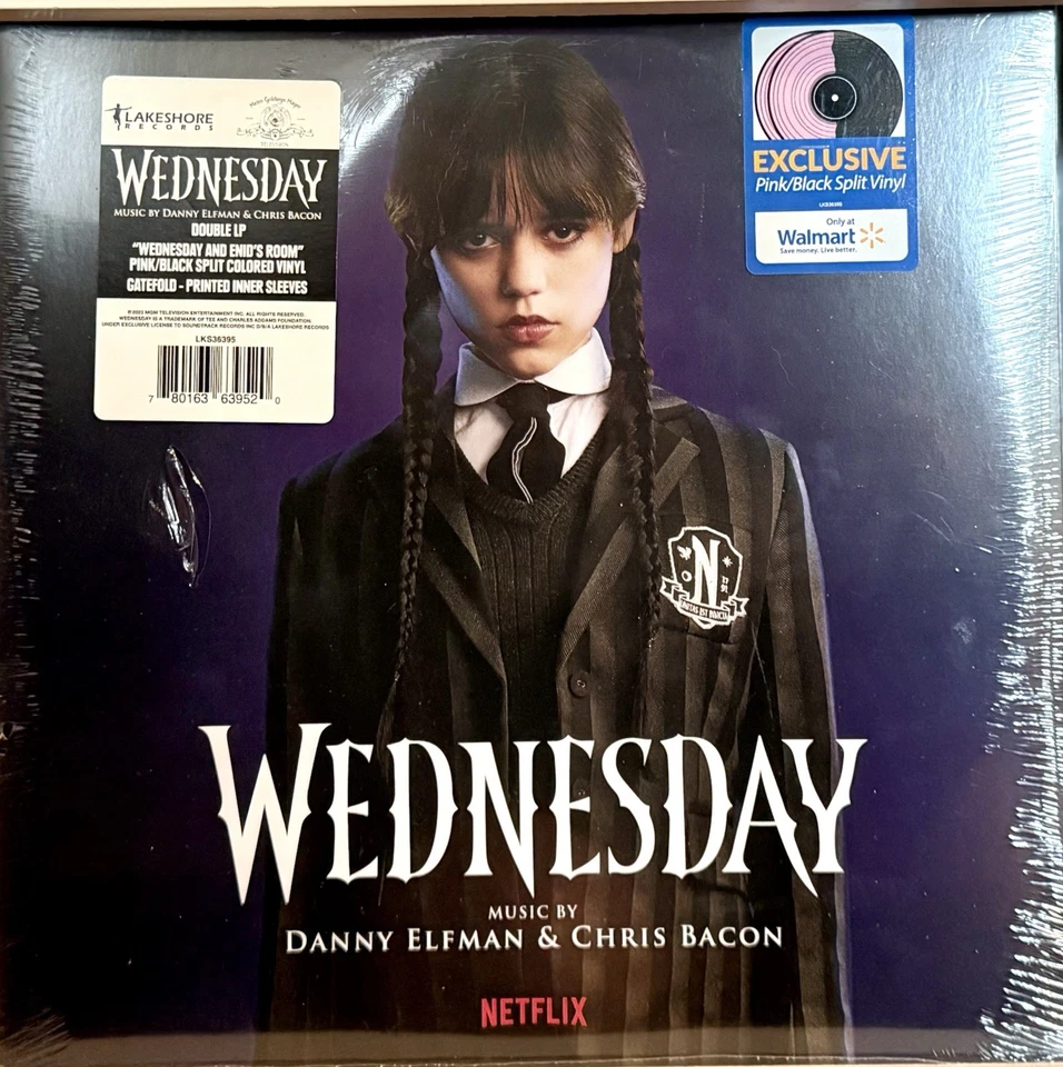 WEDNESDAY Netflix LIMITED Ed. VINYL PINK & BLACK SPLIT COLORED 2LP Jenna Ortega - Image 1 of 4