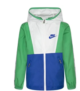 Nike Color Block Windbreaker Kids Jacket - Green/White/Blue - Picture 1 of 5