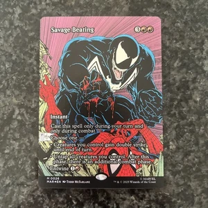 MTG Savage Beating (Borderless FOIL) - Marvel Eternal-Legal (MAR) M #0026 - Picture 1 of 2
