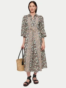 Jigsaw Etoile Poppy Collar Dress Midi Floral Cotton - Size 12 - Picture 1 of 12