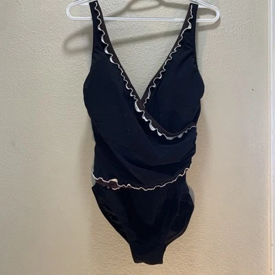 Black Women Swimsuit One Piece Fashion Mami Core Pool Beach Bathing Vacation Hot - Image 1 of 4