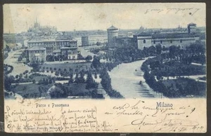 Italy Postcard Milano Panoramic View To Turkey 1929 w 1 Colour Stamp RARE !!! - Foto 1 di 2