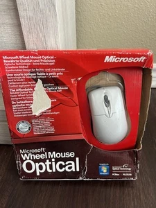 NEW Microsoft Wheel Mouse Optical USB and PS/2 Compatible DAMAGED BOX White - Picture 1 of 5