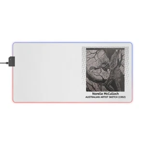 LED Gaming Mouse Pad with Artist Sketch Design, Gaming Desk Accessory, RGB [...] - Picture 1 of 17