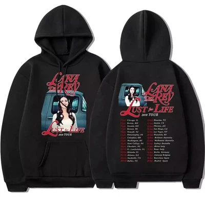 Sudadera con capucha 2 lados amantes de la música, nueva cantante Lana Del Rey Lust for Life Tour sudadera con capucha Foto 1 de 3