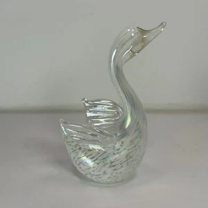 Iridescent Glass Swan Figurine Home Decor Accent Accent Gift - Picture 1 of 5