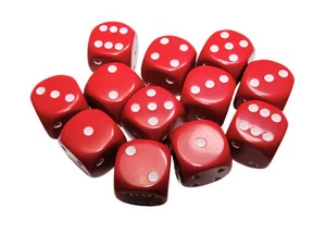 Chessex - Opaque 16mm D6 Dice Block - Red with White - Picture 1 of 3