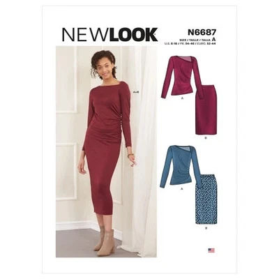 NEW LOOK 6687 MISSES' KNIT SKIRT & TOP Sewing pattern Sizes 6 - 18 Skill AVERAGE - Image 1 of 4