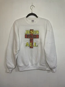 Vintage 90s Jesus Paid It All Verses Wear Crew Neck Sweatshirt Men’s Size Large - Picture 1 of 11