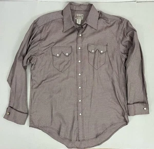 Vintage Rockmount Ranch Wear Men's L Western Pearl Snap Brown Sawtooth Pocket - Picture 1 of 7