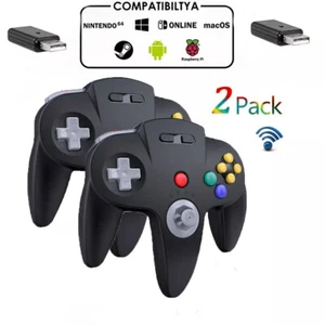 Wireless N64 Online Controller For Nintendo Switch Mac Win Raspberry Pi 2pack - Picture 1 of 10