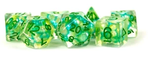 Pearl Resin: 16mm Polyhedral - Sea Foam/Green Numbers (7) - Picture 1 of 1