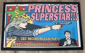 Póster de concierto Frank Kozik 1997 princesa superestrella S&N AP/50 CEO lanzamiento enmarcado - Imagen 1 de 5
