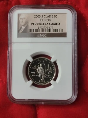 2003 S NGC PF 70 Ultra Cameo Illinois Quarter Graded Coin (AA179) - Image 1 of 2