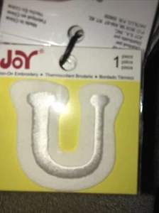 Small Iron-on Embroidered Felt Letter Initial WHITE “U” Patch (Joy Brand) 14G3 - Picture 1 of 4