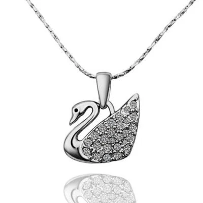 collana donna con ciondolo zirconi catena argento collane da bigiotteria strass - Immagine 1 di 2