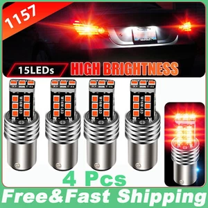 4X Bright Red 1157 LED 800LM Canbus Safety Brake Stop Tail Parking Light Bulb - Picture 1 of 11