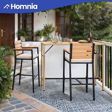 3 PCS Outdoor Patio High Table Furniture Set Bar Table Stools with Rattan Legs