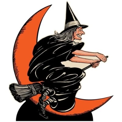 Beistle Vintage Halloween Witch and Moon 4.2 Foot Cardboard Standup - Image 1 of 4