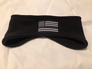 Thin Blue Line Flag Support Cops Police Black Winter Watch Fleece Headband - Picture 1 of 1