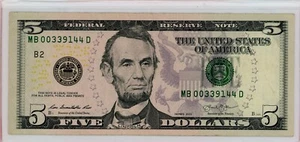 $5 FRN Series 2013 NEW YORK Fancy MB 00339144 D THREE PAIRS TOGETHER RARE - Picture 1 of 2