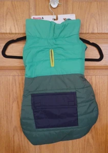 NEW Boots & Barkley Dog Puffer Vest Size Medium Color Block Green w/Navy Blue - Picture 1 of 8