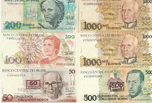 π΅ 6 Banknoten β Brasilien β Brasil - Picture 1 of 13