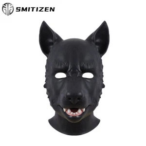 Smitizen Silicone Realistic Black Dog Head Dog Mask Pup Play for Gay and Cosplay - Picture 1 of 12