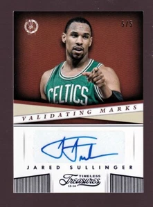 2013-14 TREASURES JARED SULLINGER #36 VALIDATING MARKS AUTO #/5 CELTICS SAPPHIRE - Picture 1 of 2