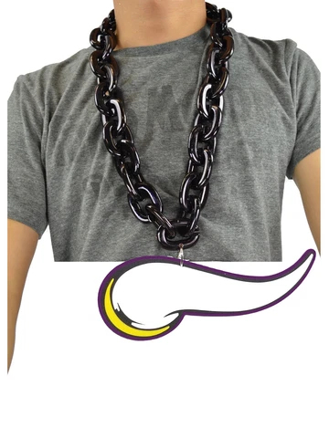 New NFL Minnesota Vikings Black Fan Chain Necklace Foam Cover