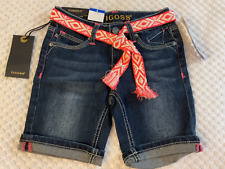 Girls Size 7 Vigoss Colorful Belted Bermuda  Denim Shorts-NEW WITH TAGS.