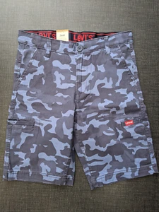 NWT Levi's Youth Boys' Cargo Shorts Blue Camo Size 12 - Picture 1 of 4