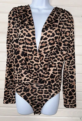 Body Zara Trafaluc Talla PEQUEÑO Leopardo L/S Cruzado Cuello en V Elastizado Usado en Excelente Condición Foto 1 de 4