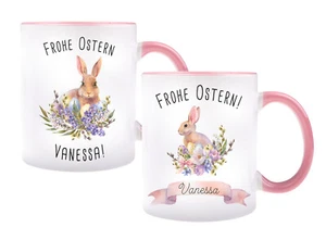 Personalisierte Ostertasse 325ml | Wunschname & Hase | Rosa | Geschenkidee - Bild 1 von 6