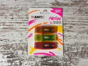 EMTEC USB 2.0 Neon 32gb Flash Drives x3 BRAND NEW Thumb Drive - Picture 1 of 9