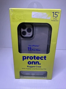 iPhone 11 Pro Max Protect Onn Rugged Case w/Holster & Rotating Clip Grey Gray - Picture 1 of 6