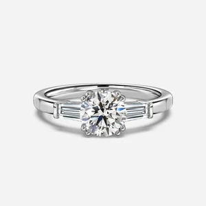 Anillo de compromiso semi montaje 0,30 quilates diamante corte redondo montura platino macizo 950 - Imagen 1 de 9