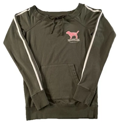 💚🤍 🩷Sudadera de Colección VS ROSA Logo Bordado Cordón Cuello-Oliva-Talla XS Foto 1 de 4