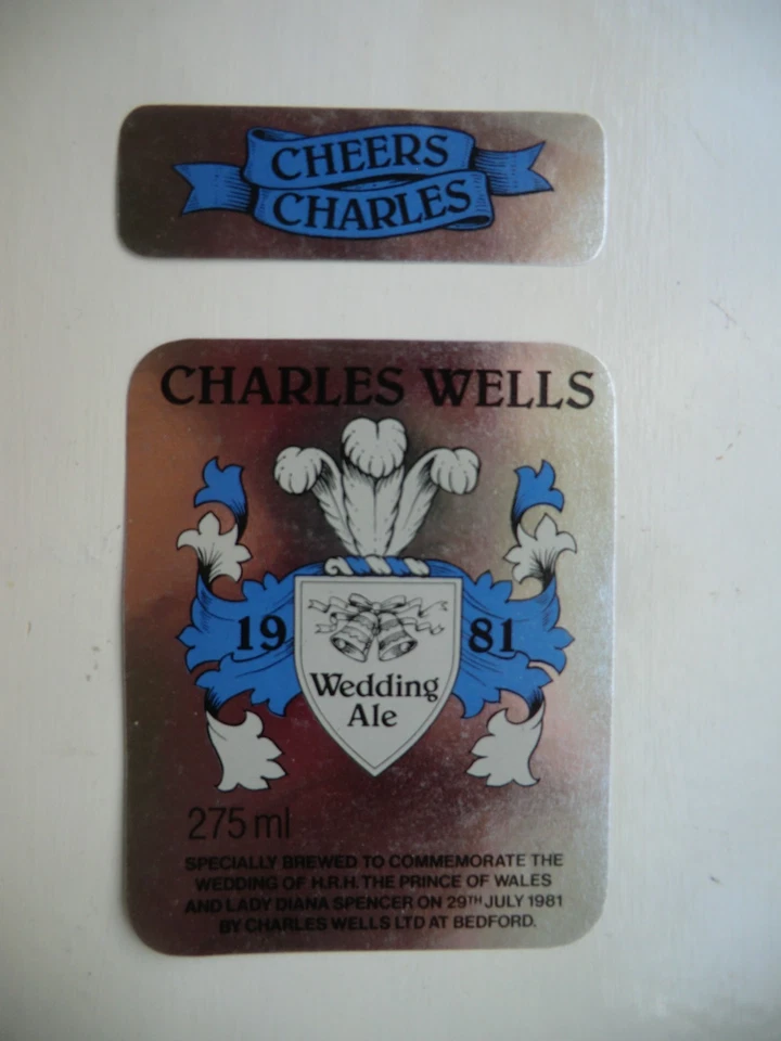 CHARLES WELLS BEDFORD WEDDING ALE 1981 CHARLES & DIANNA BREWERY BEER LABEL - Image 1 of 1
